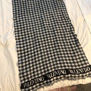 Valentino black and white check wool scarf